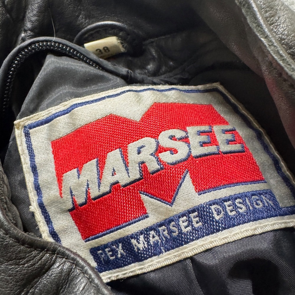 VTG Marsee Leather Jacket Men's Sz 38 Small Full Zip Motorcycle Grunge Black - Picture 4 of 16
